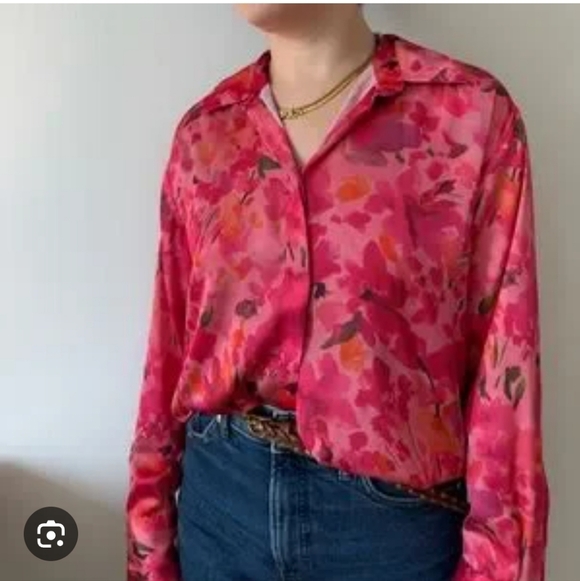 Zara Tops - Zara Pink Floral Button-Up Blouse